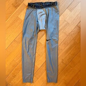 Nike Pro Combat Striped Gray Compression Leggings